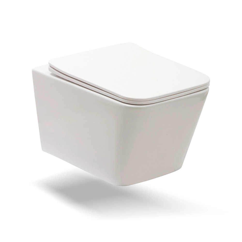 Kit Vaso Sanitário Suspenso Saída Horizontal Esmeralda e Ducha Manual Jacuí Pingoo.casa - Branco e Prata Kit Vaso Sanitário Suspenso Saída Horizontal Esmeralda e Ducha Manual Jacuí Pingoo.casa - Branco e Prata