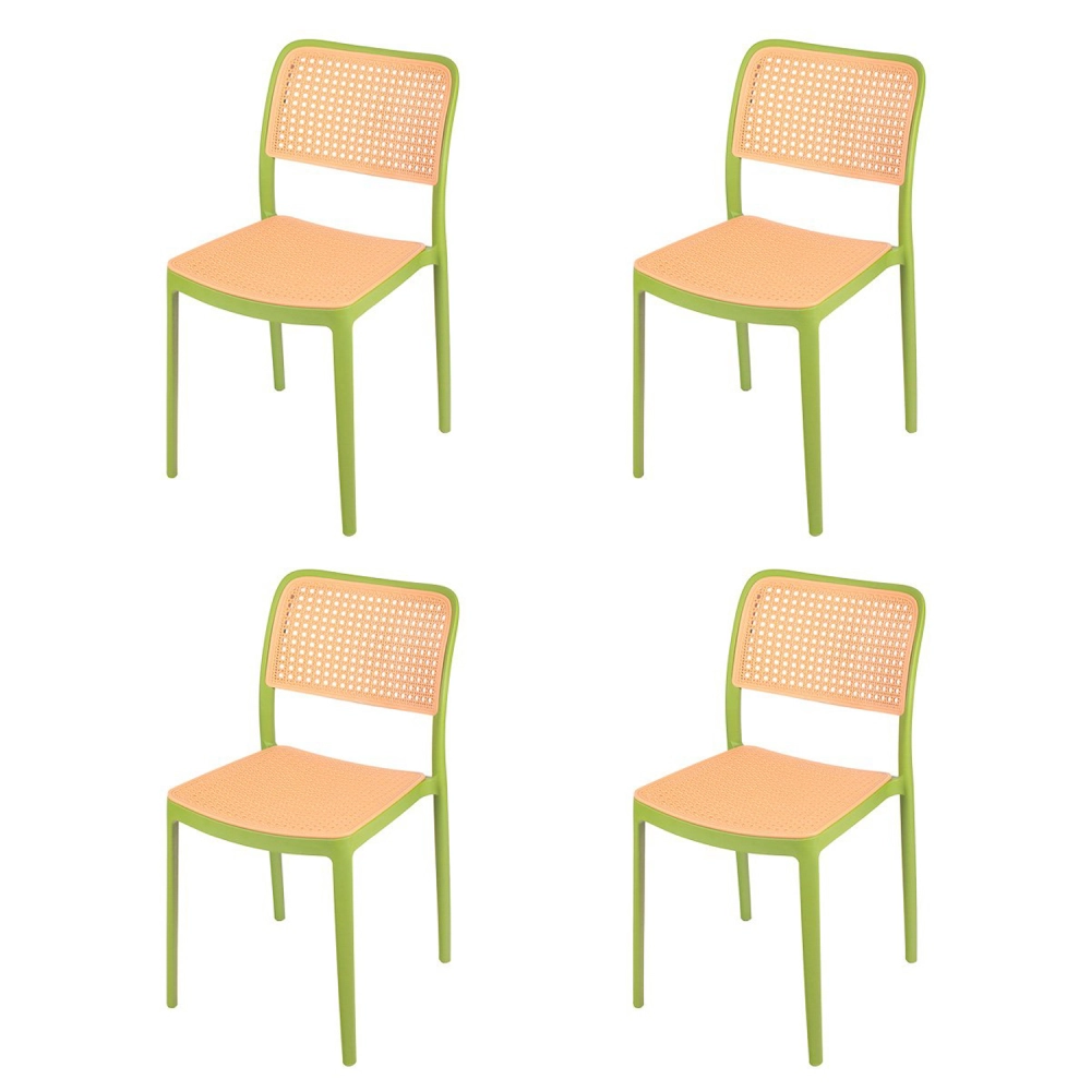 Kit 4 Cadeiras de jantar Maya com design moderno e assento confortável  - Verde
