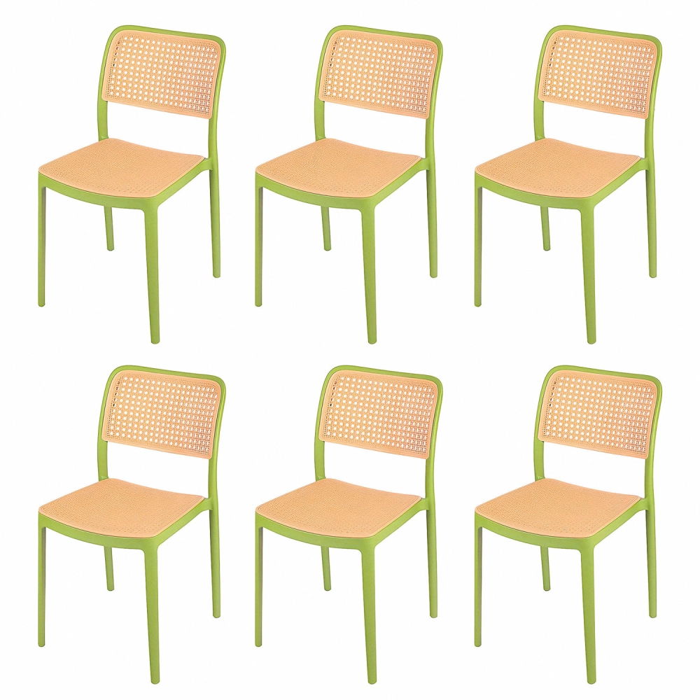 Kit 6 Cadeiras de jantar Maya com design moderno e assento confortável  - Verde