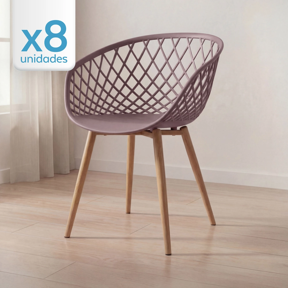 Kit 8 Cadeiras de jantar Clarice Nest com design moderno e anatômico - Fendi