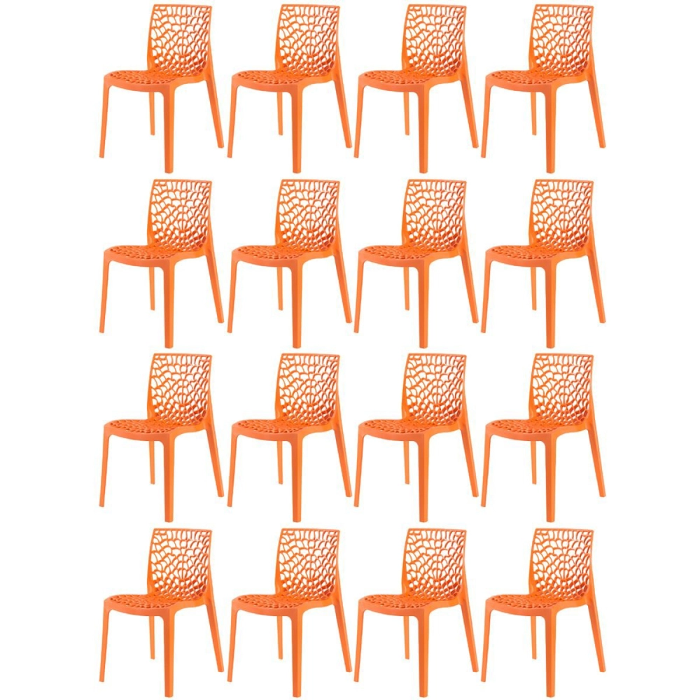 Kit 16 Cadeiras de jantar Gruvyer com design contemporâneo e anatômico - Laranja Kit 16 Cadeiras de jantar Gruvyer com design contemporâneo e anatômico - Laranja
