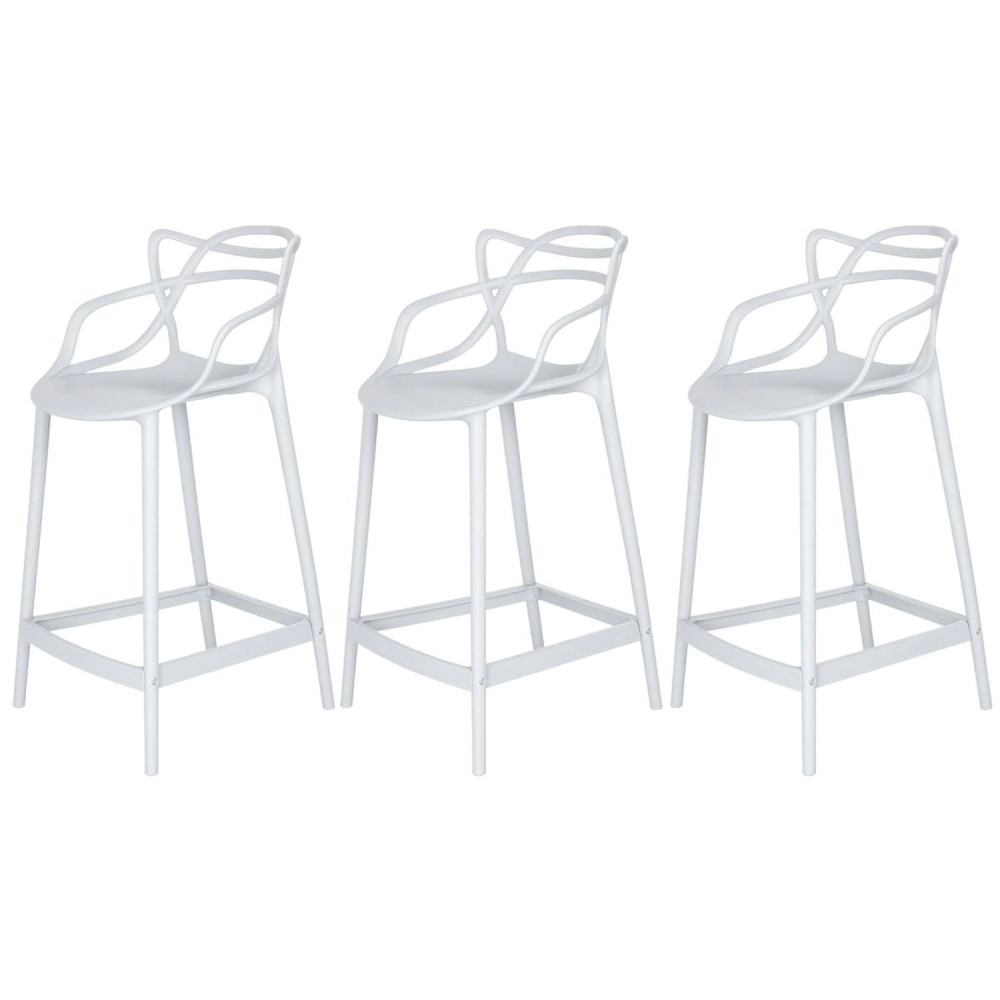 Kit 3 Banquetas média para bancada Master Allegra em Polipropileno 66 cm - Branco