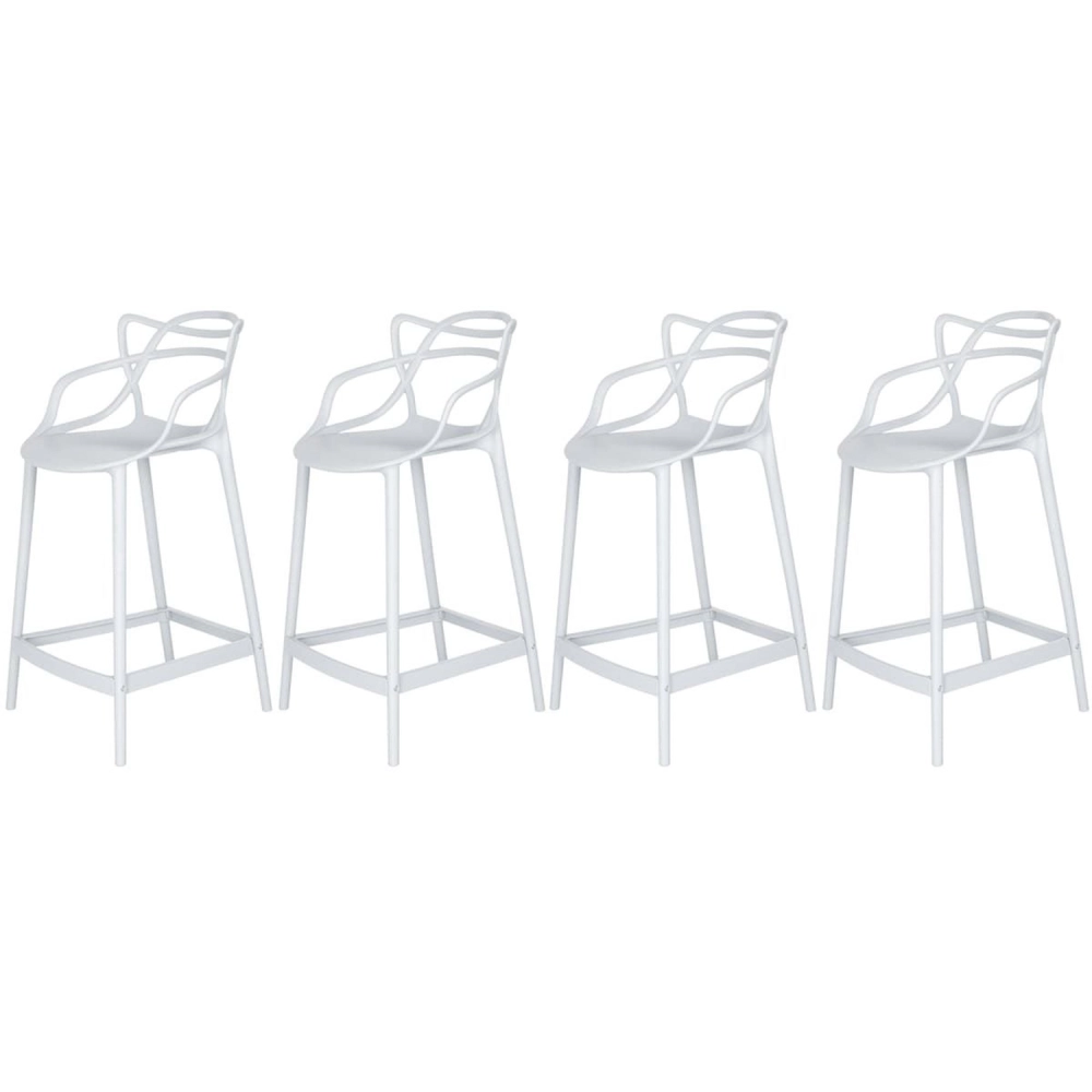 Kit 4 Banquetas média para bancada Master Allegra em Polipropileno 66 cm - Branco