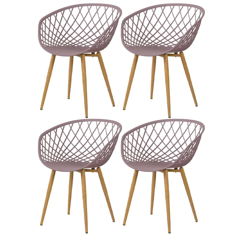 Kit 4 Cadeiras de jantar Clarice Nest com design moderno e anatômico - Fendi