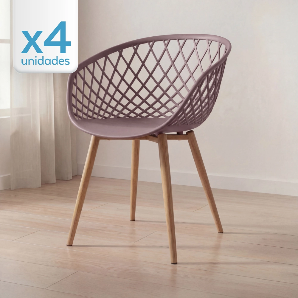 Kit 4 Cadeiras de jantar Clarice Nest com design moderno e anatômico - Fendi