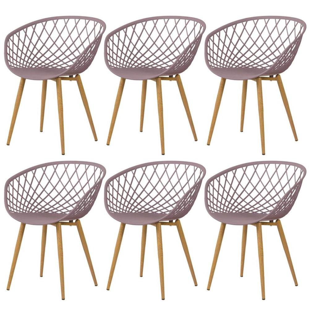 Kit 6 Cadeiras de jantar Clarice Nest com design moderno e anatômico - Fendi