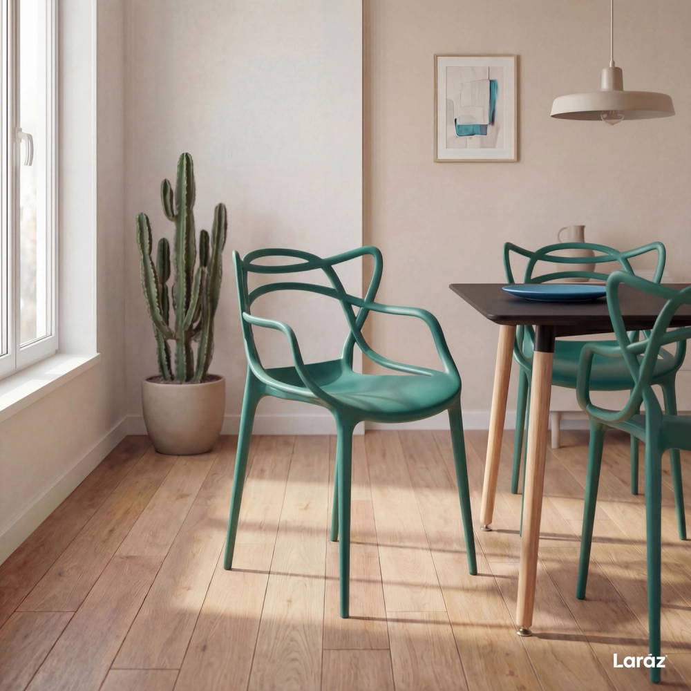 Cadeira de jantar Master Allegra Design Moderno em Polipropileno - Verde escuro