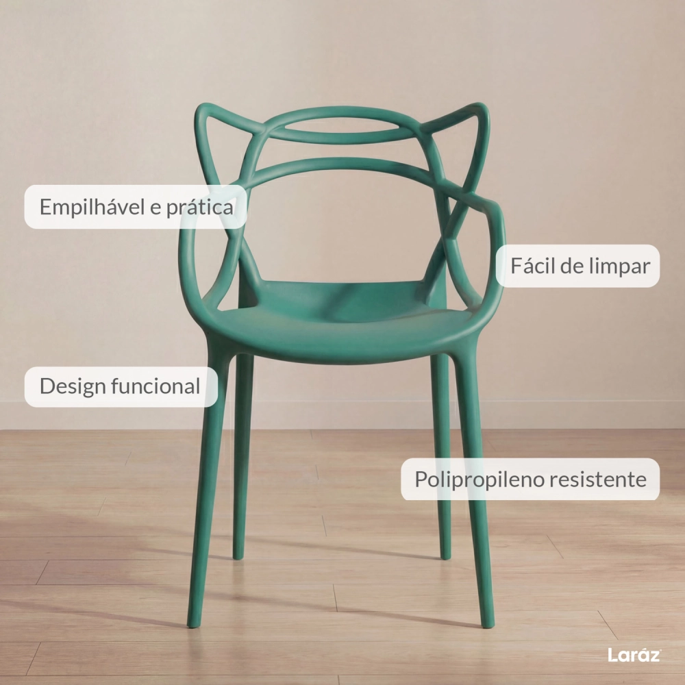 Cadeira de jantar Master Allegra Design Moderno em Polipropileno - Verde escuro