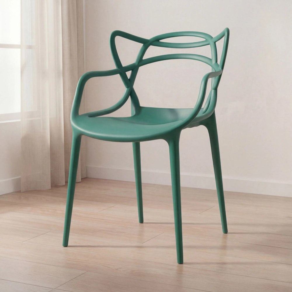 Cadeira de jantar Master Allegra Design Moderno em Polipropileno - Verde escuro