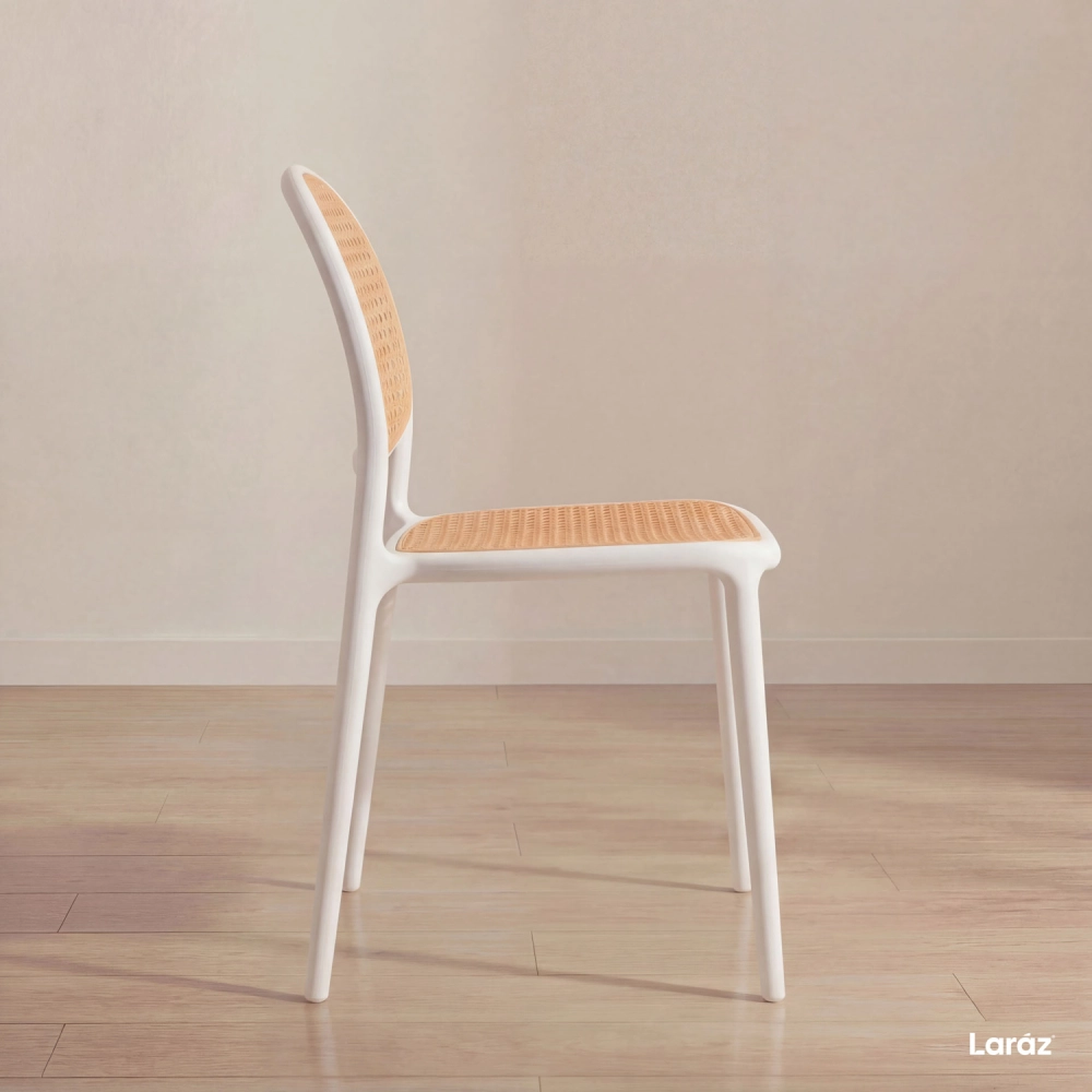 Cadeira de jantar Mumbai de telinha com design contemporâneo e assento anatômico – Branco