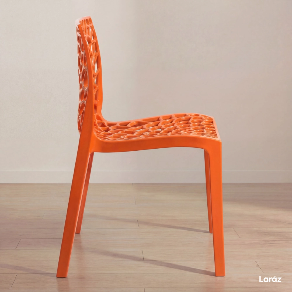 Kit 10 Cadeiras de jantar Gruvyer com design contemporâneo e anatômico - Laranja Kit 10 Cadeiras de jantar Gruvyer com design contemporâneo e anatômico - Laranja