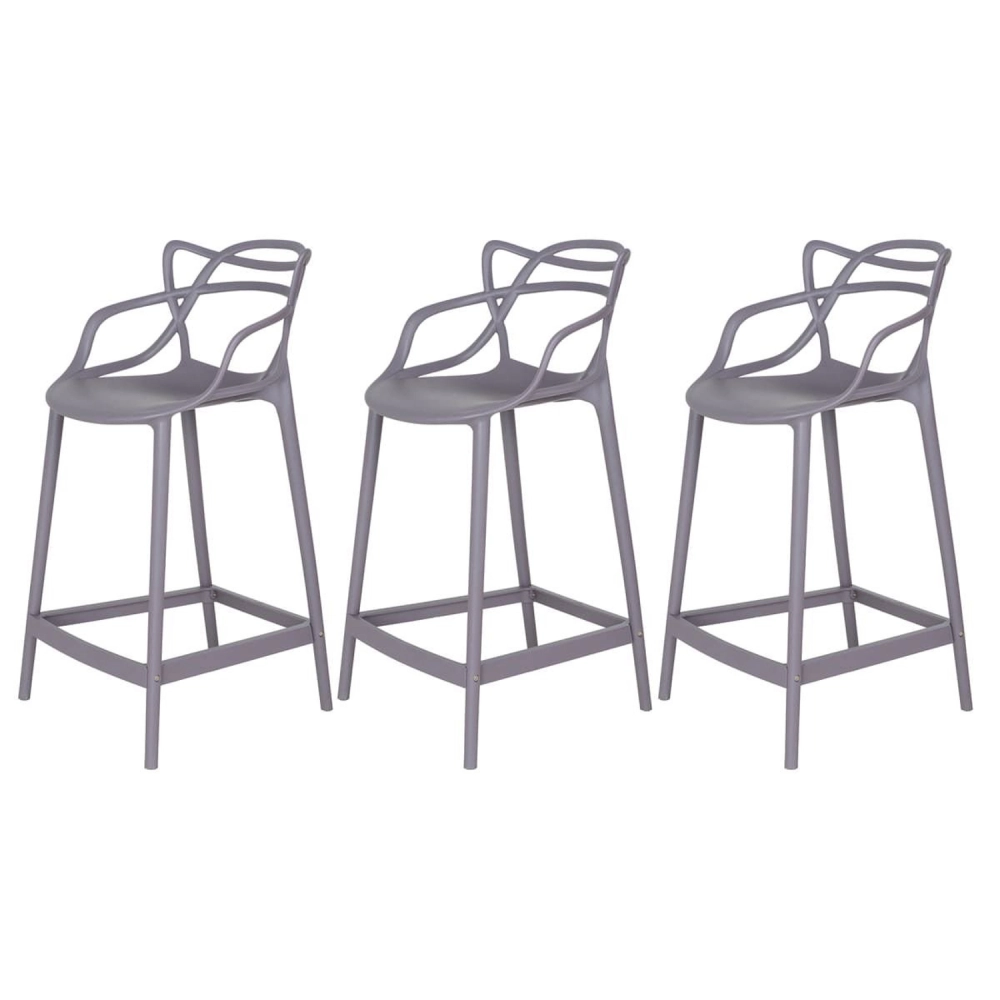 Kit 3 Banquetas média para bancada Master Allegra em Polipropileno 66 cm - Fendi