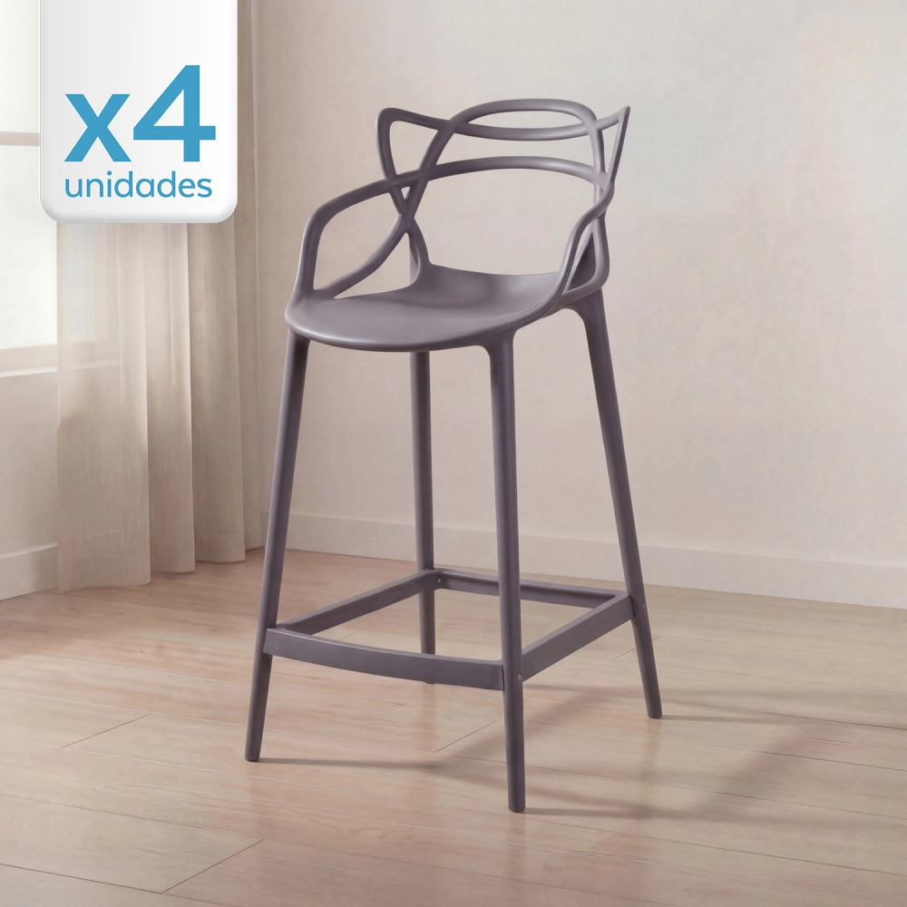 Kit 4 Banquetas média para bancada Master Allegra em Polipropileno 66 cm - Fendi