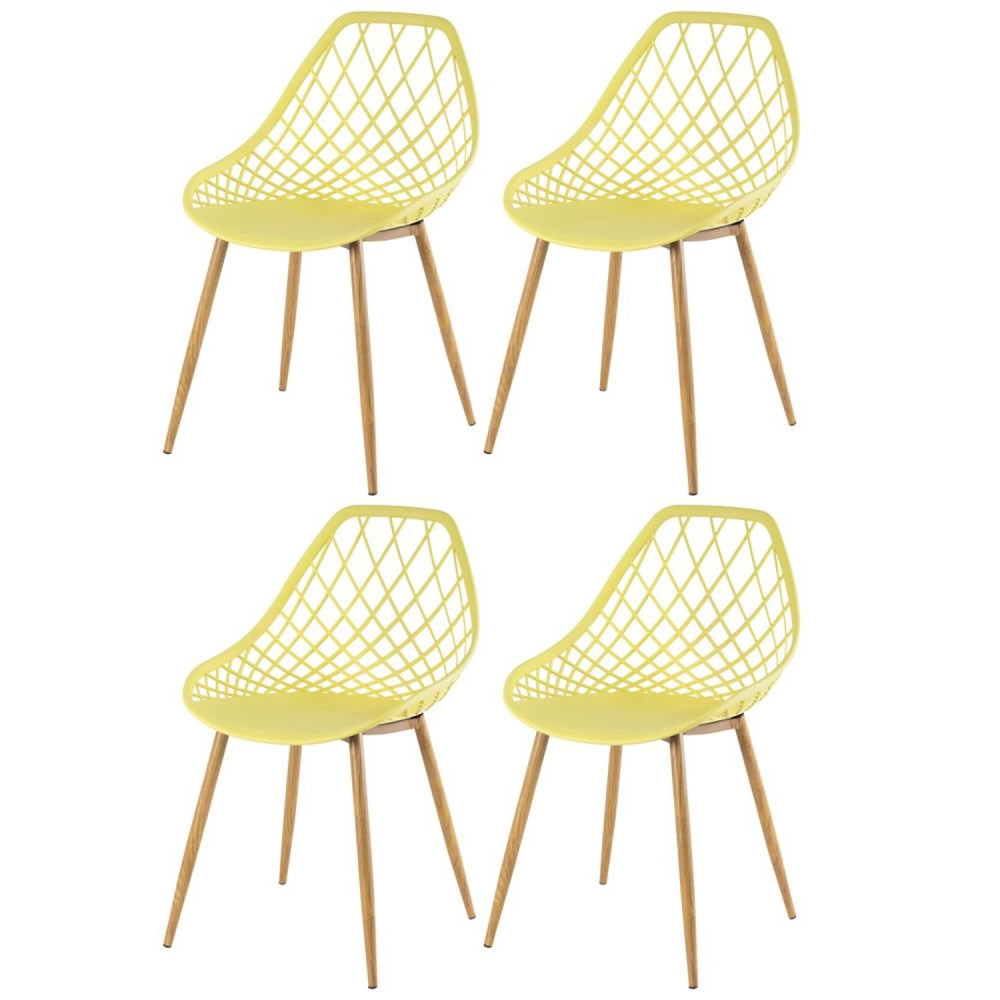 Kit 4 Cadeiras de jantar Clarice Cloe com design contemporâneo - Amarelo
