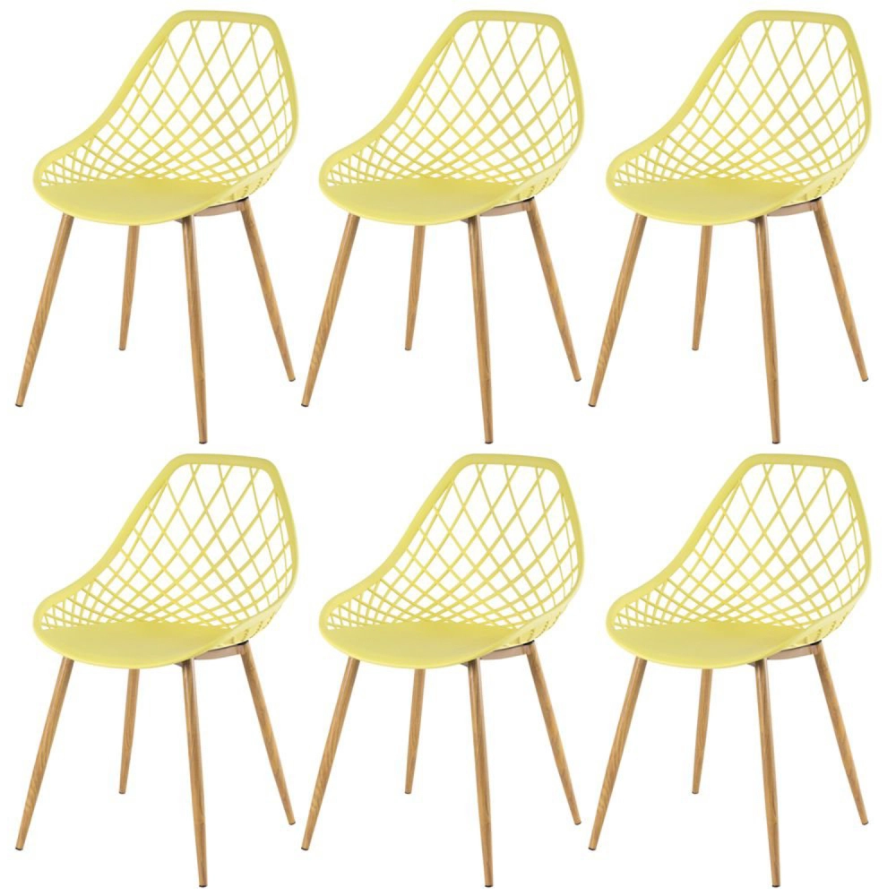 Kit 6 Cadeiras de jantar Clarice Cloe com design contemporâneo - Amarelo