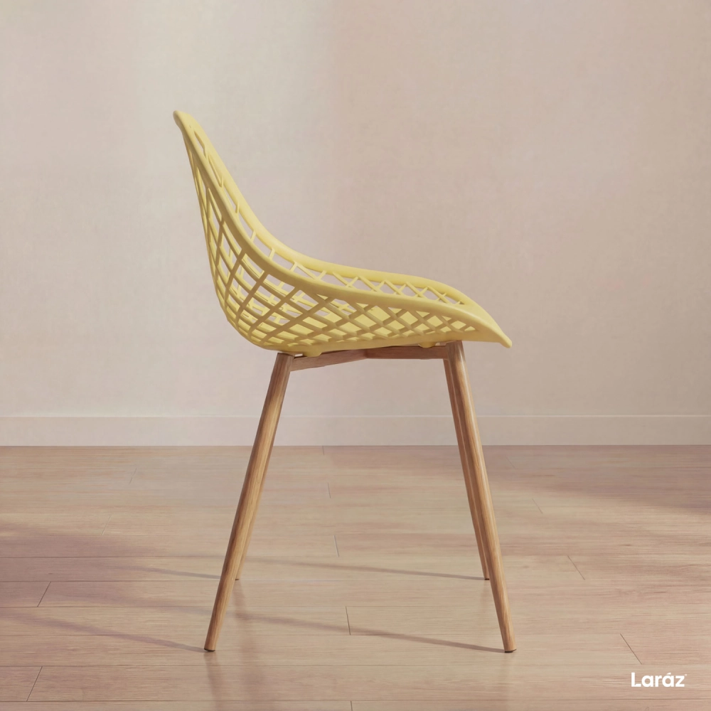 Kit 6 Cadeiras de jantar Clarice Cloe com design contemporâneo - Amarelo