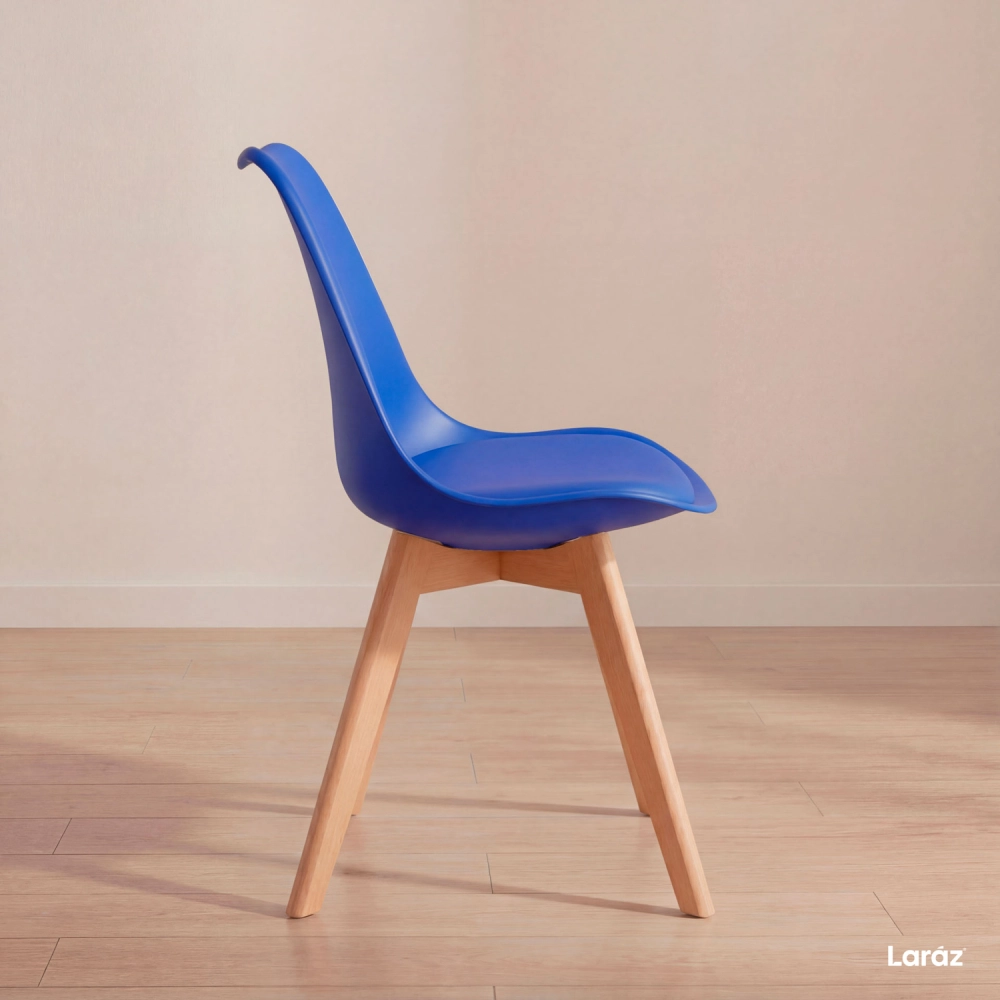 Kit 8 Cadeiras de jantar Leda com assento estofado e design moderno - Azul Bic