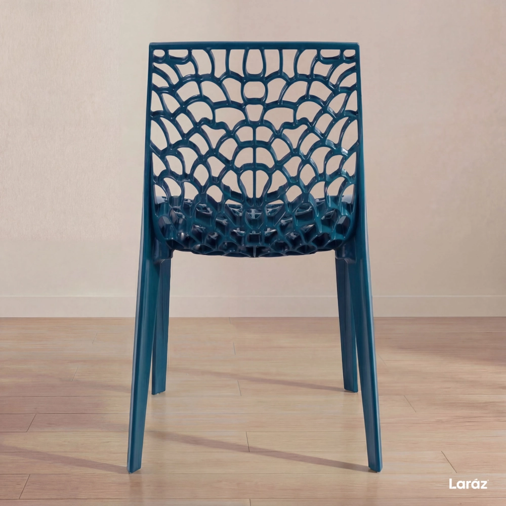 Kit 2 Cadeiras de jantar Gruvyer com design contemporâneo e anatômico - Azul petróleo