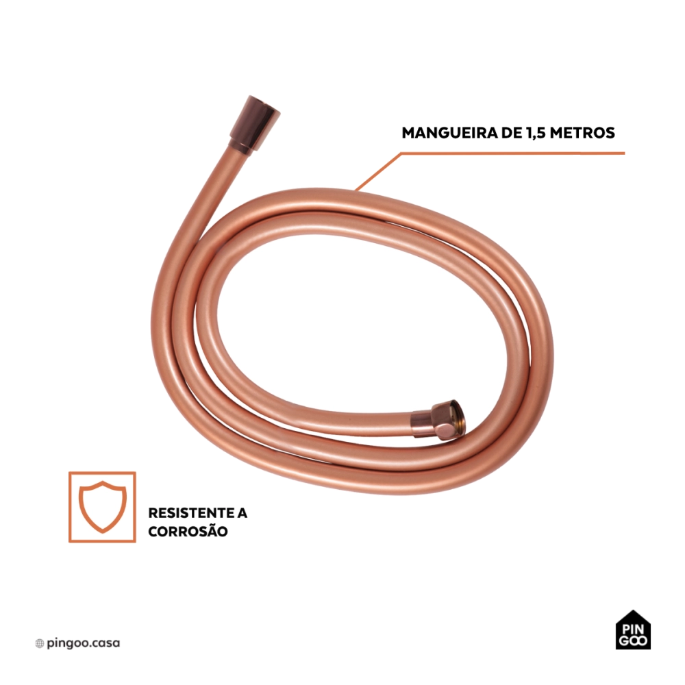 Mangueira para ducha Mundaú Pingoo.casa - Dourado Rose
