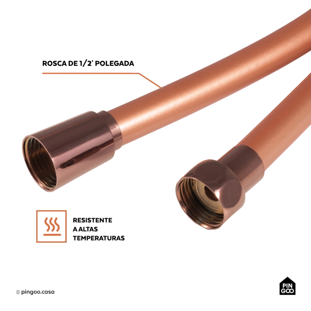 Mangueira para ducha Mundaú Pingoo.casa - Dourado Rose