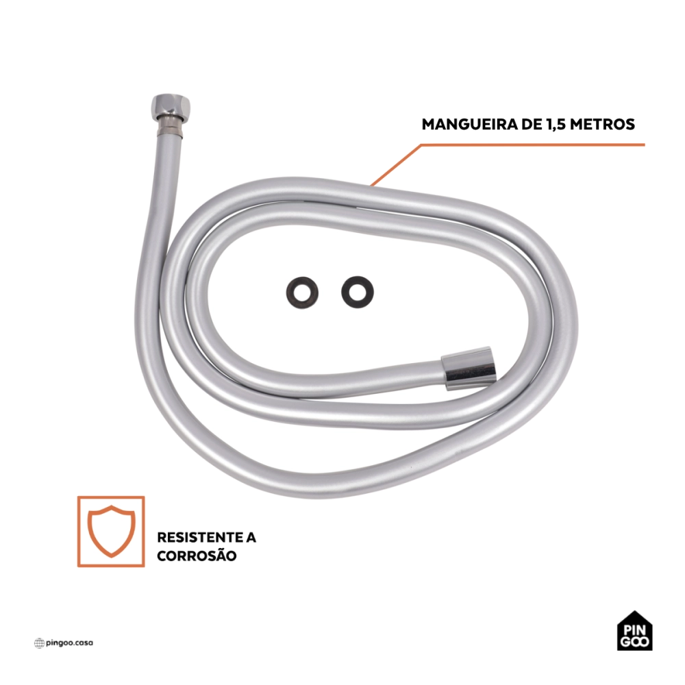 Mangueira para ducha Mundaú Pingoo.casa - Prata