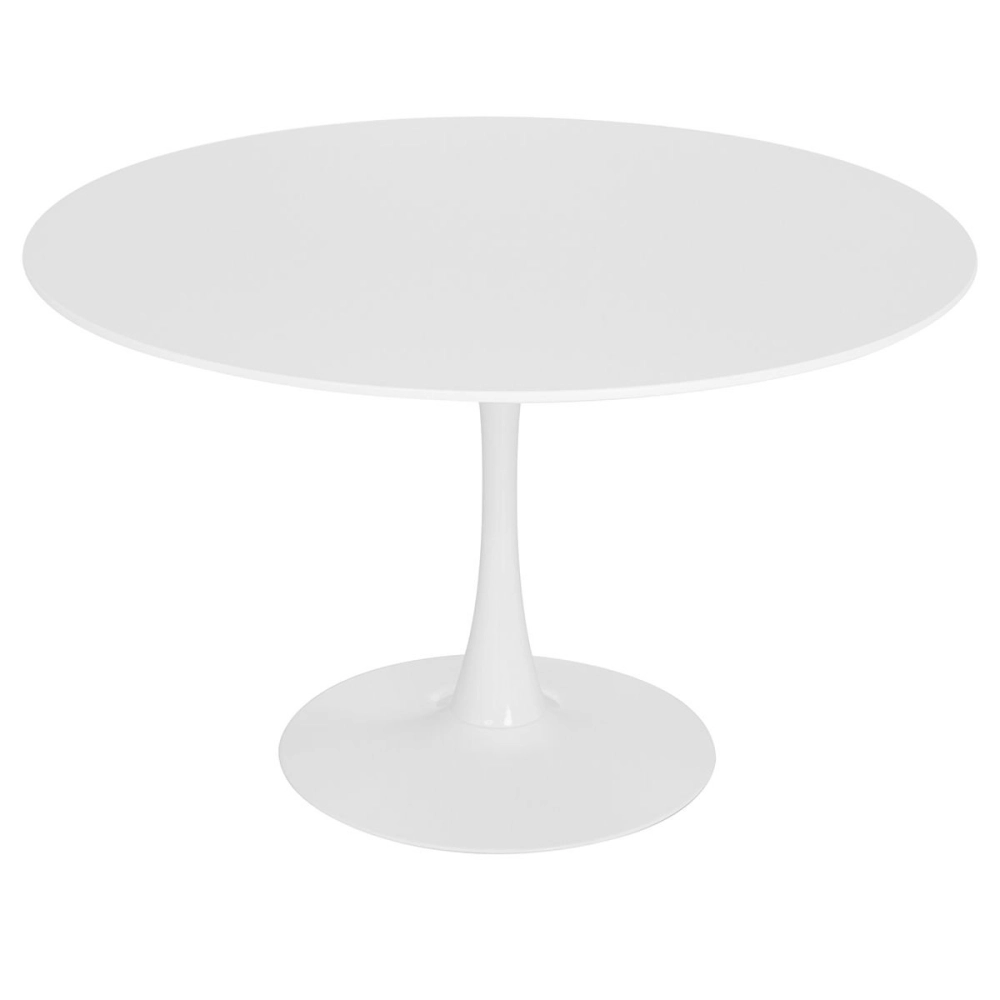 Mesa de Jantar e cozinha Redonda 120 cm Tulipa com Tampo em MDF Laqueado - Branco