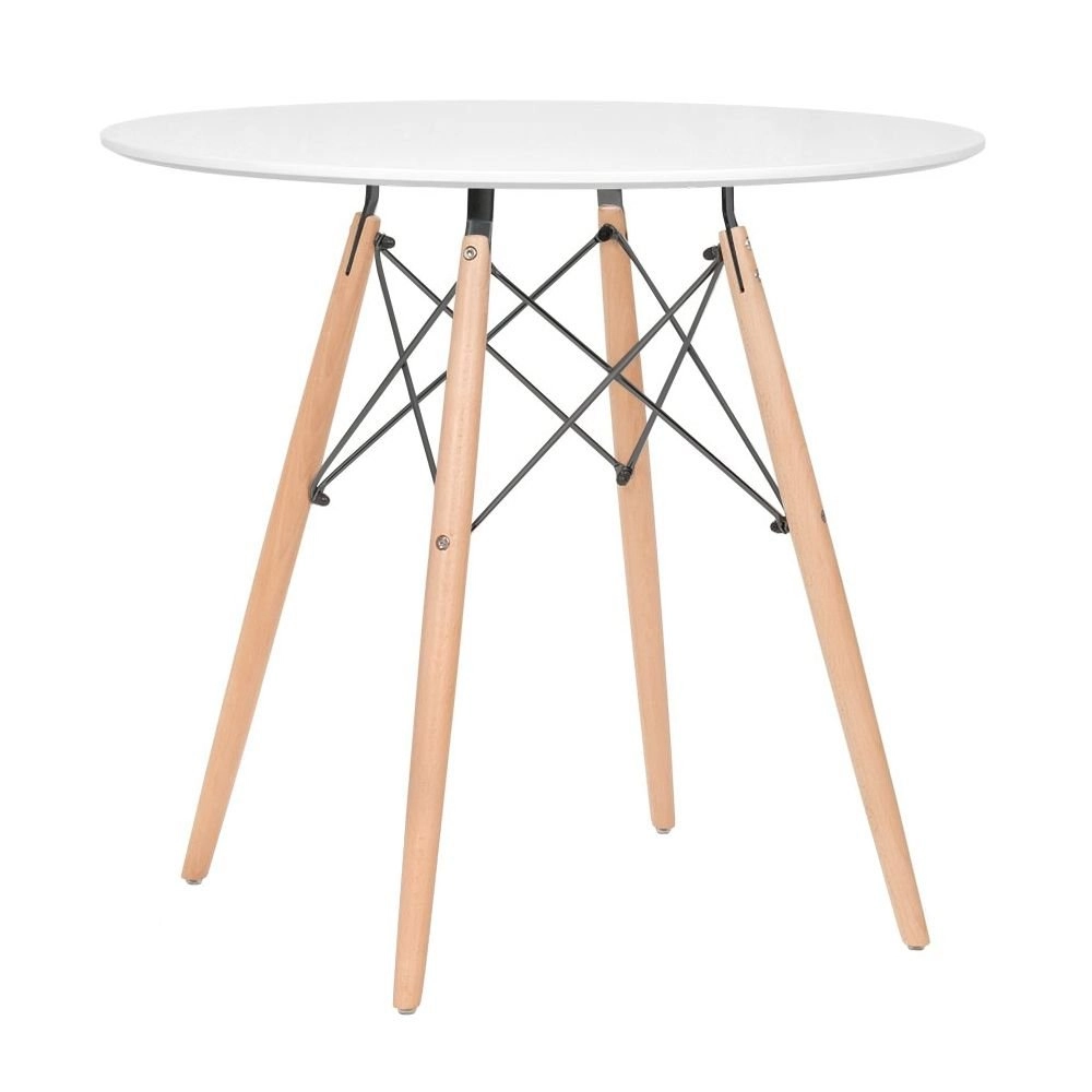 Mesa de Jantar e cozinha Redonda 80 cm Eames Eiffel com Tampo em MDF Laqueado - Branco