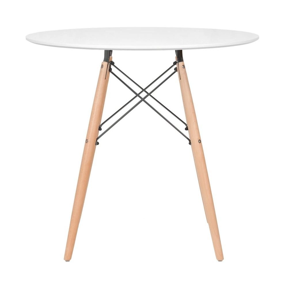 Mesa de Jantar e cozinha Redonda 80 cm Eames Eiffel com Tampo em MDF Laqueado - Branco