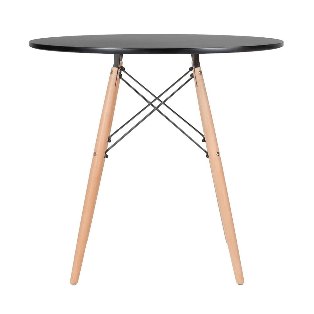 Mesa de Jantar e cozinha Redonda 80 cm Eames Eiffel com Tampo em MDF Laqueado - Preto