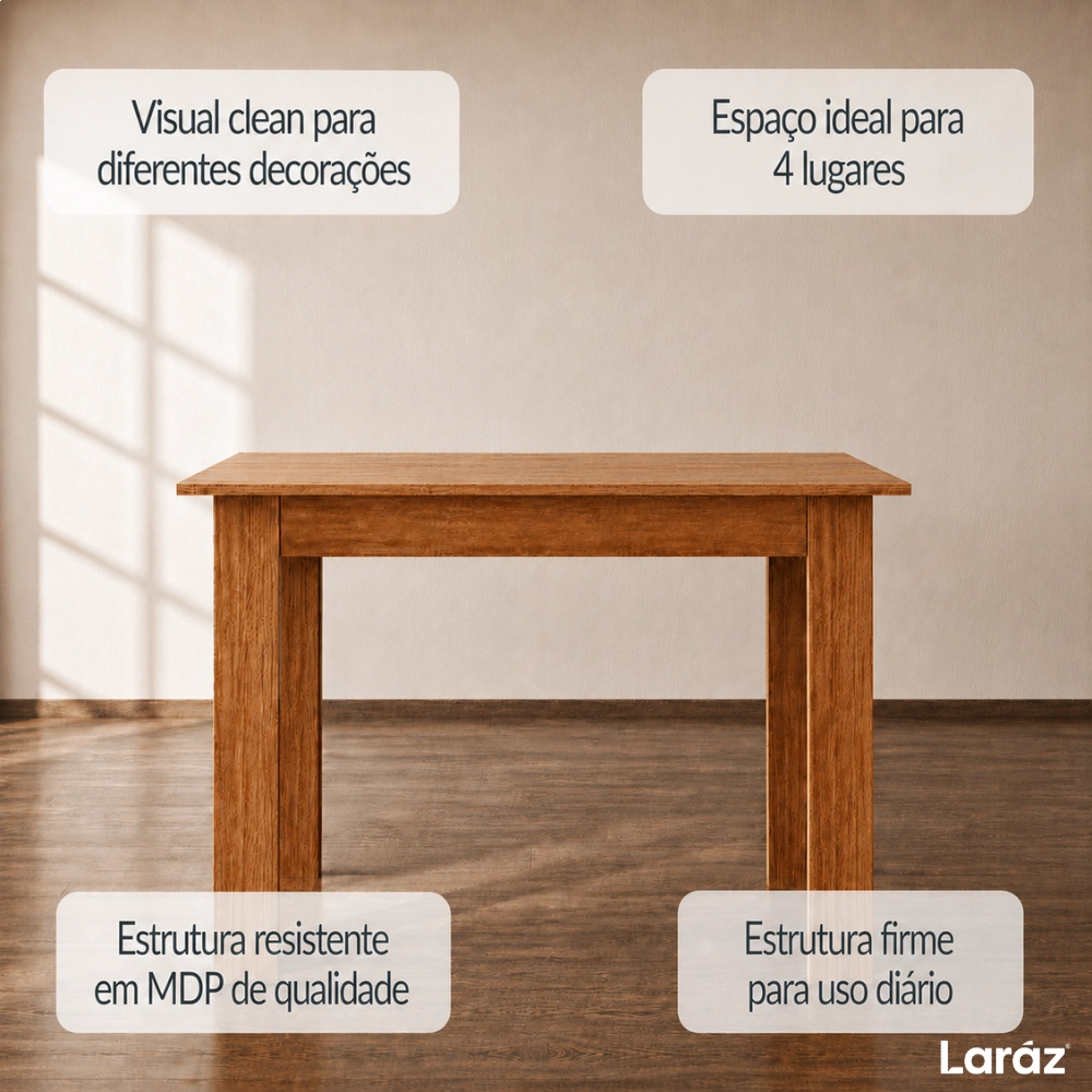Mesa de Jantar León Laráz Retangular com tampo em Madeira 110x75 cm Mesa de Jantar León Laráz Retangular com tampo em Madeira 110x75 cm