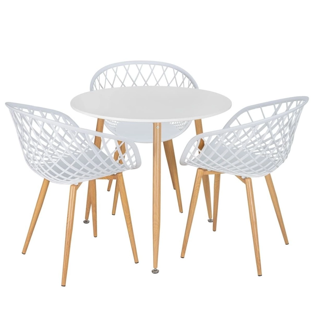 Mesa de jantar redonda 80 cm branco + 3 cadeiras Clarice Nest Branco Mesa de jantar redonda 80 cm branco + 3 cadeiras Clarice Nest Branco