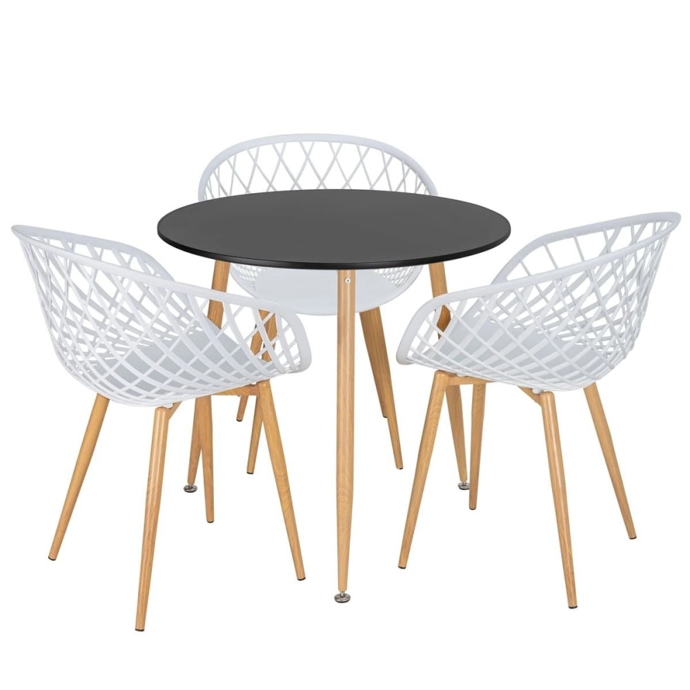 Mesa de jantar redonda 80 cm preto + 3 cadeiras Clarice Nest Branco Mesa de jantar redonda 80 cm preto + 3 cadeiras Clarice Nest Branco