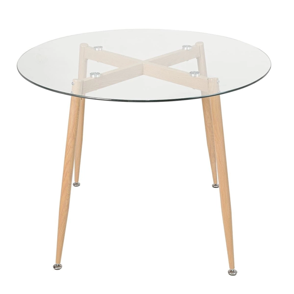 Mesa de jantar redonda Clarice com tampo de vidro 100 cm Mesa de jantar redonda Clarice com tampo de vidro 100 cm