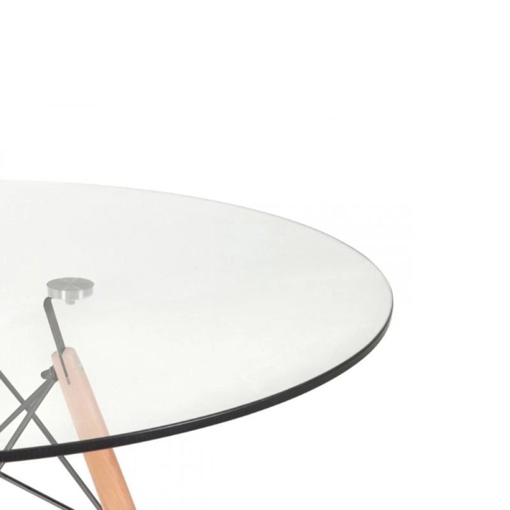 Mesa de jantar redonda Eames Eiffel com tampo de vidro 90 cm Mesa de jantar redonda Eames Eiffel com tampo de vidro 90 cm