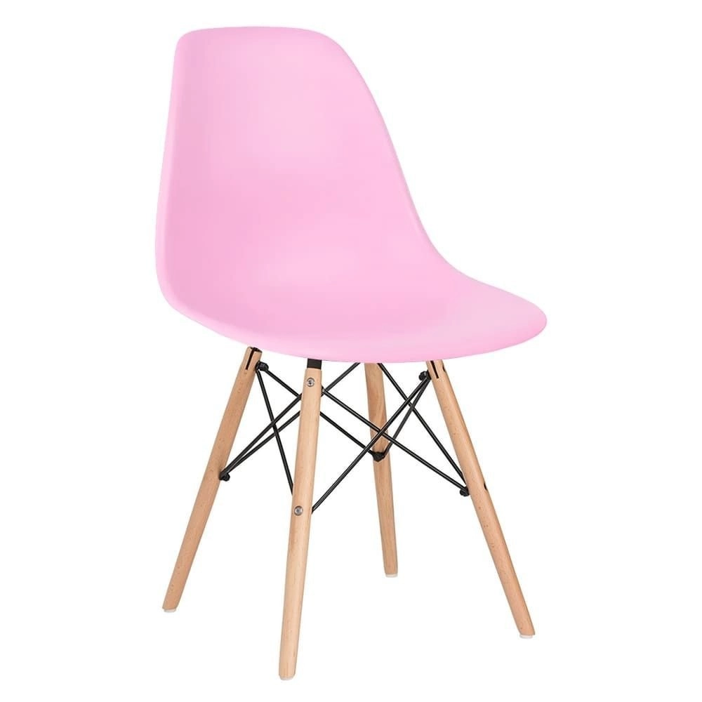Mesa de jantar retangular Eames 60 x 120 cm preto + 2 cadeiras Eiffel DSW Rosa claro Mesa de jantar retangular Eames 60 x 120 cm preto + 2 cadeiras Eiffel DSW Rosa claro