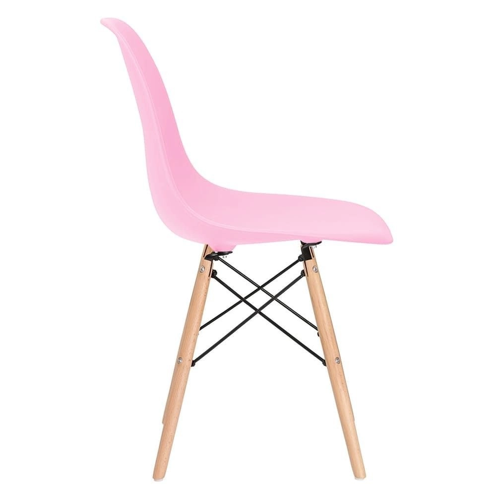 Mesa de jantar retangular Eames 60 x 120 cm preto + 2 cadeiras Eiffel DSW Rosa claro Mesa de jantar retangular Eames 60 x 120 cm preto + 2 cadeiras Eiffel DSW Rosa claro