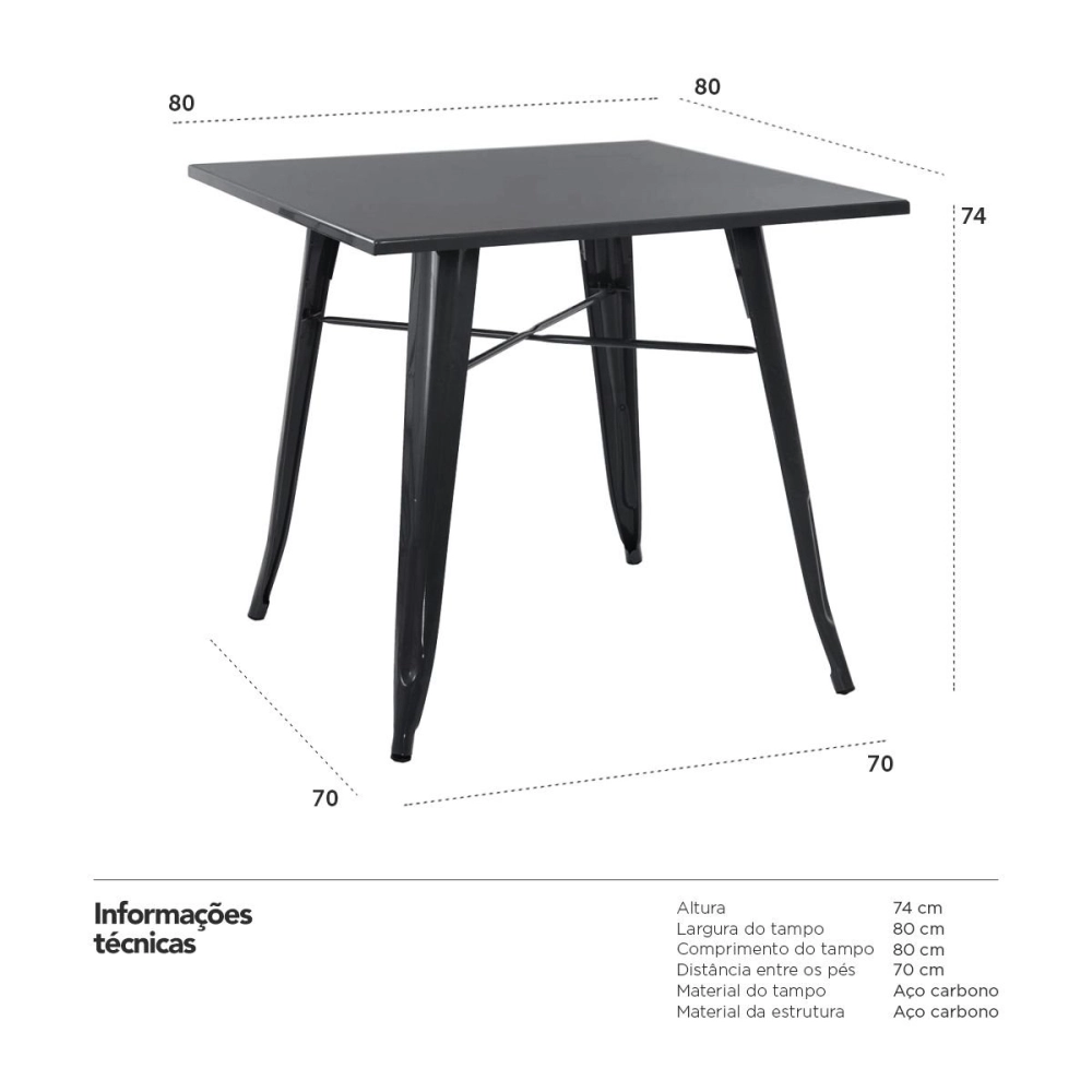 Mesa de jantar retangular Tolix - Preto Mesa de jantar retangular Tolix - Preto