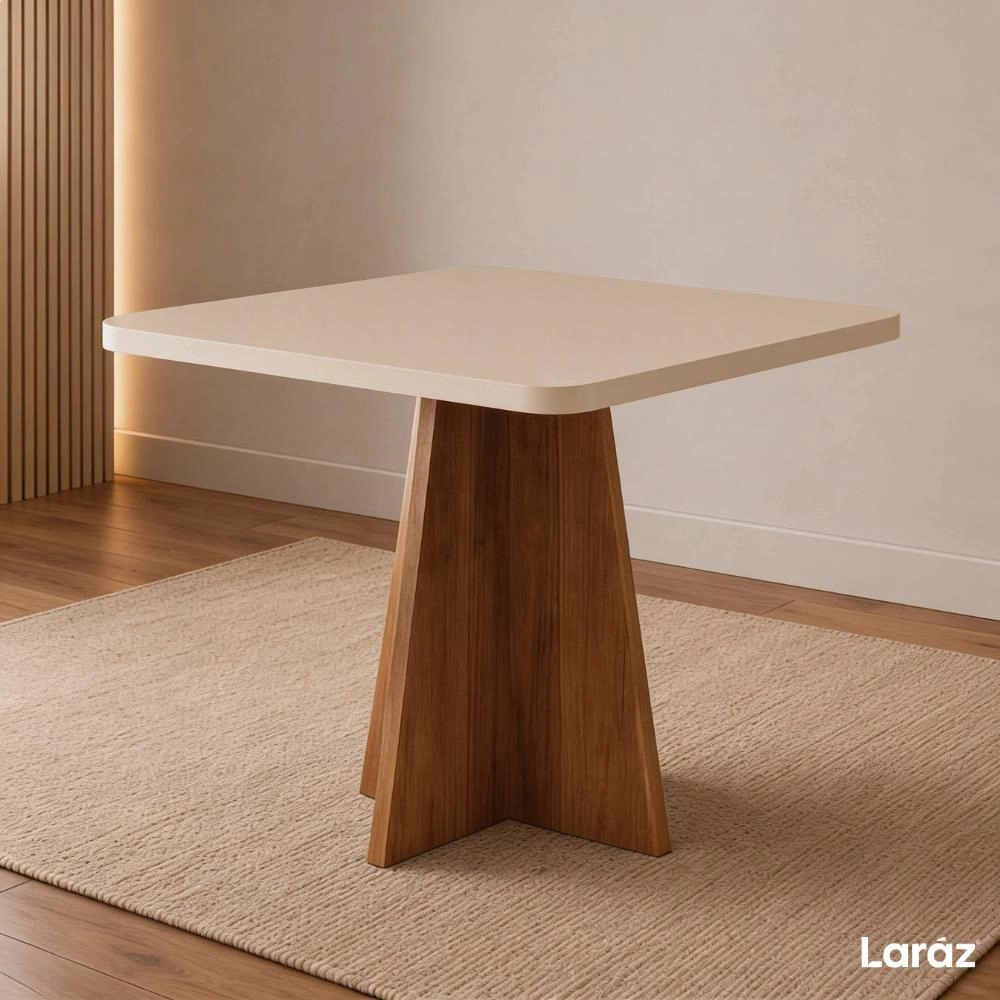 Mesa de jantar Siena Laráz Quadrada com tampo Off White 90x90 cm