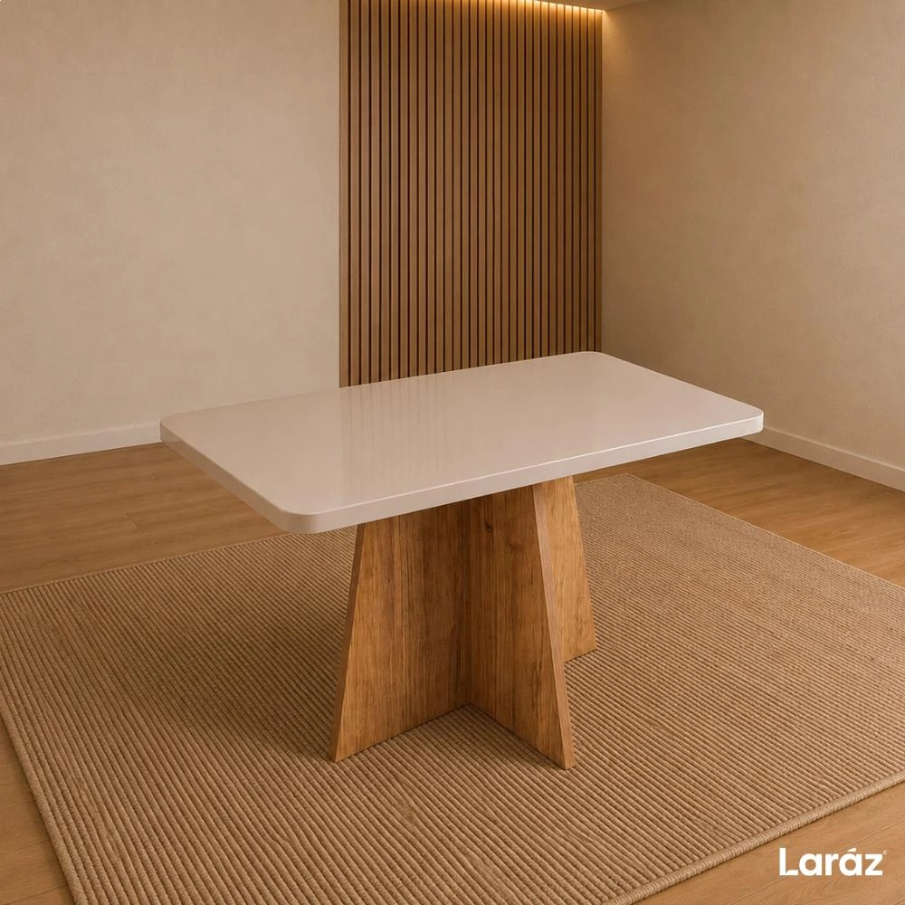 Mesa de jantar Siena Laráz Retangular com tampo Off White 120x80 cm