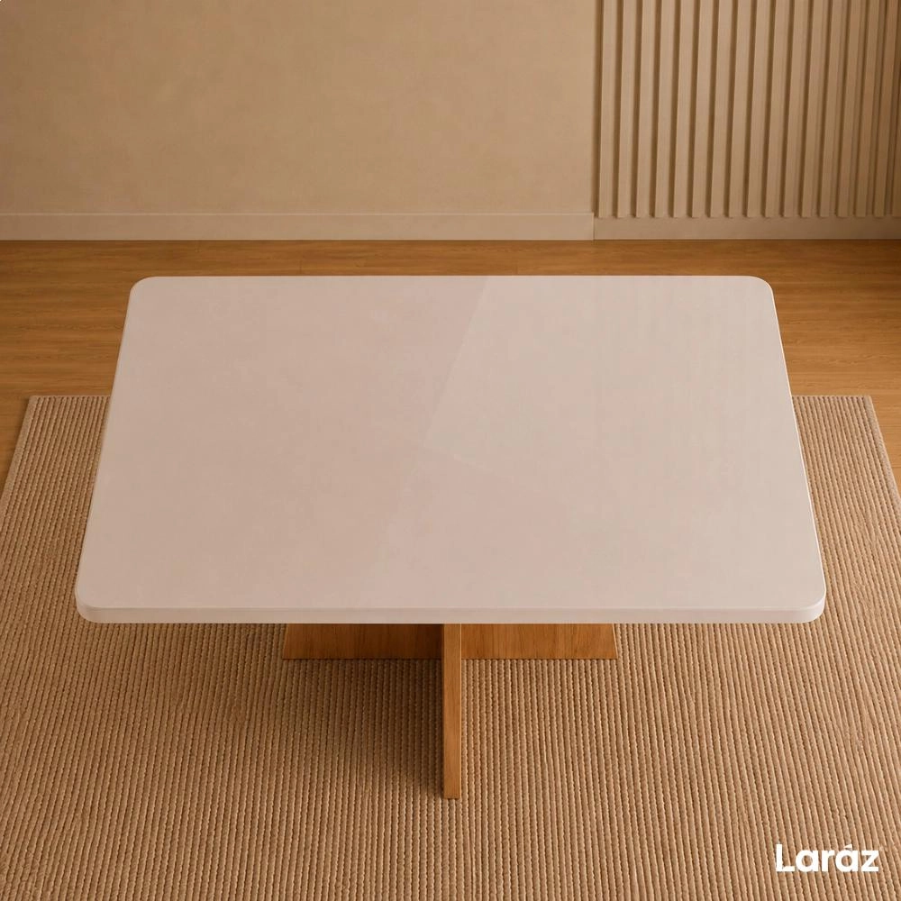Mesa de jantar Siena Laráz Retangular com tampo Off White 120x80 cm