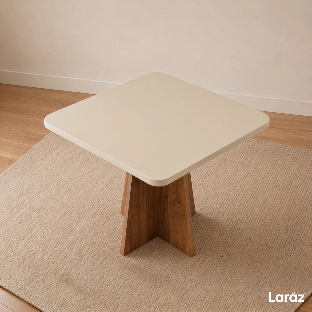 Mesa de jantar Siena Laráz Quadrada com tampo Off White 90x90 cm Mesa de jantar Siena Laráz Quadrada com tampo Off White 90x90 cm