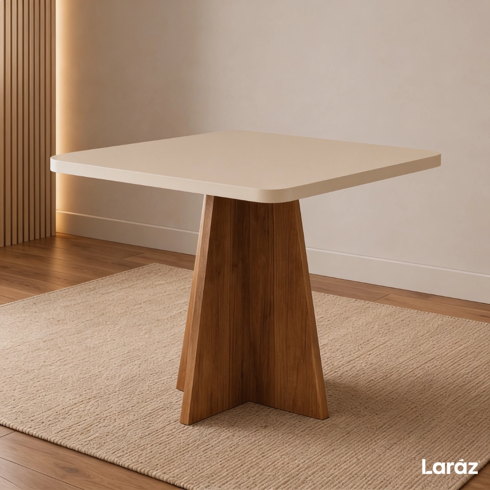 Mesa de jantar Siena Laráz Quadrada com tampo Off White 90x90 cm Mesa de jantar Siena Laráz Quadrada com tampo Off White 90x90 cm