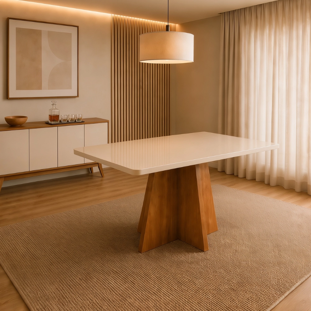 Mesa de jantar Siena Laráz Retangular com tampo Off White 120x80 cm Mesa de jantar Siena Laráz Retangular com tampo Off White 120x80 cm