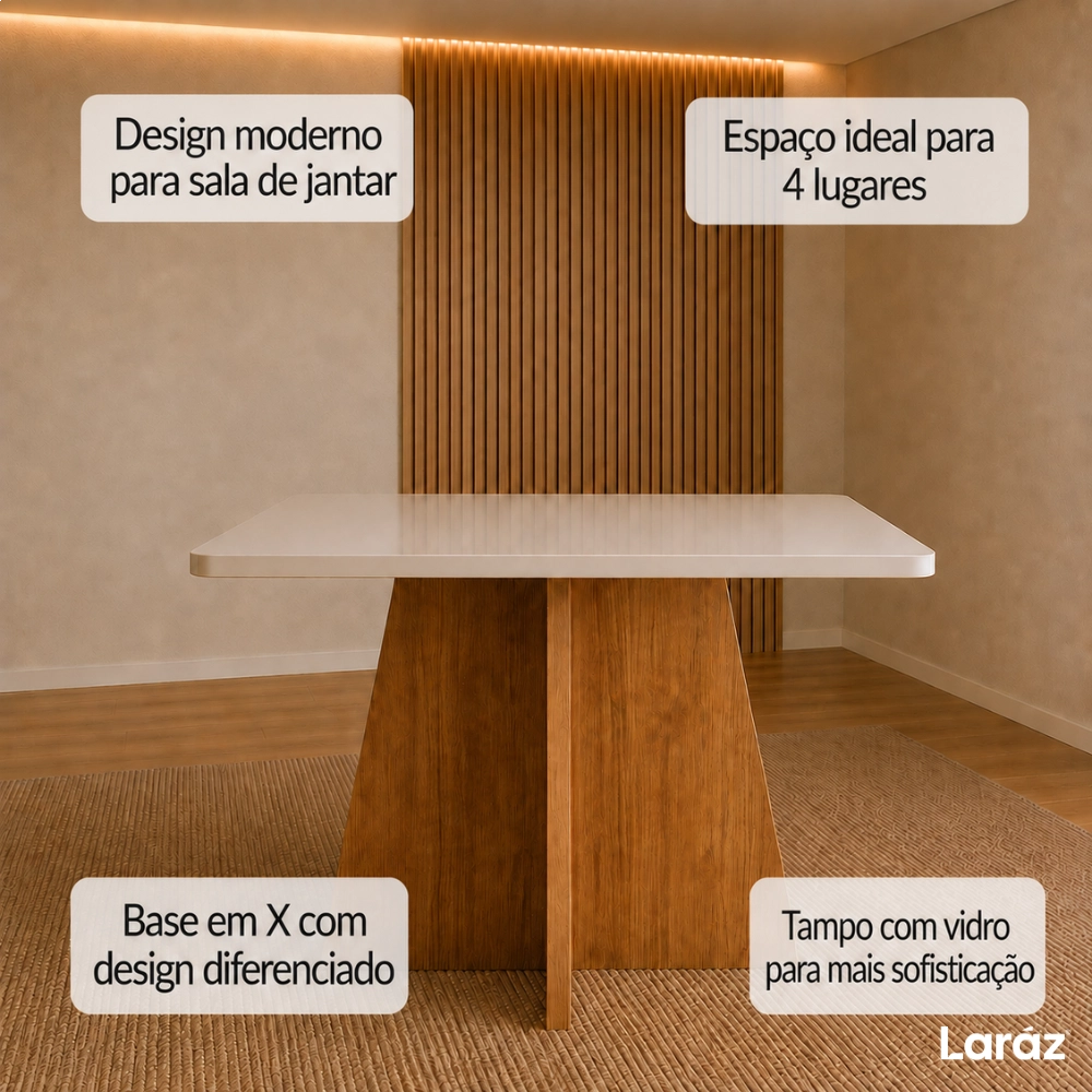 Mesa de jantar Siena Laráz Retangular com tampo Off White 120x80 cm Mesa de jantar Siena Laráz Retangular com tampo Off White 120x80 cm