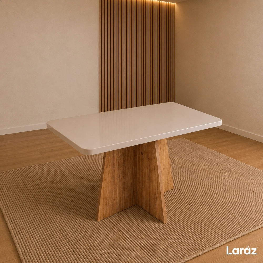 Mesa de jantar Siena Laráz Retangular com tampo Off White 120x80 cm Mesa de jantar Siena Laráz Retangular com tampo Off White 120x80 cm