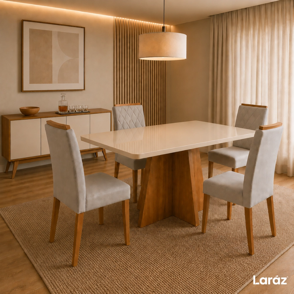 Mesa de jantar Siena Laráz Retangular com tampo Off White 120x80 cm Mesa de jantar Siena Laráz Retangular com tampo Off White 120x80 cm