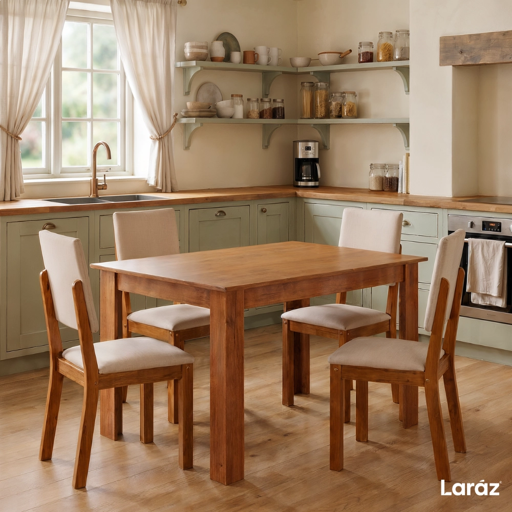 Mesa de Jantar Valência Laráz Retangular com tampo em Madeira 135x75 cm