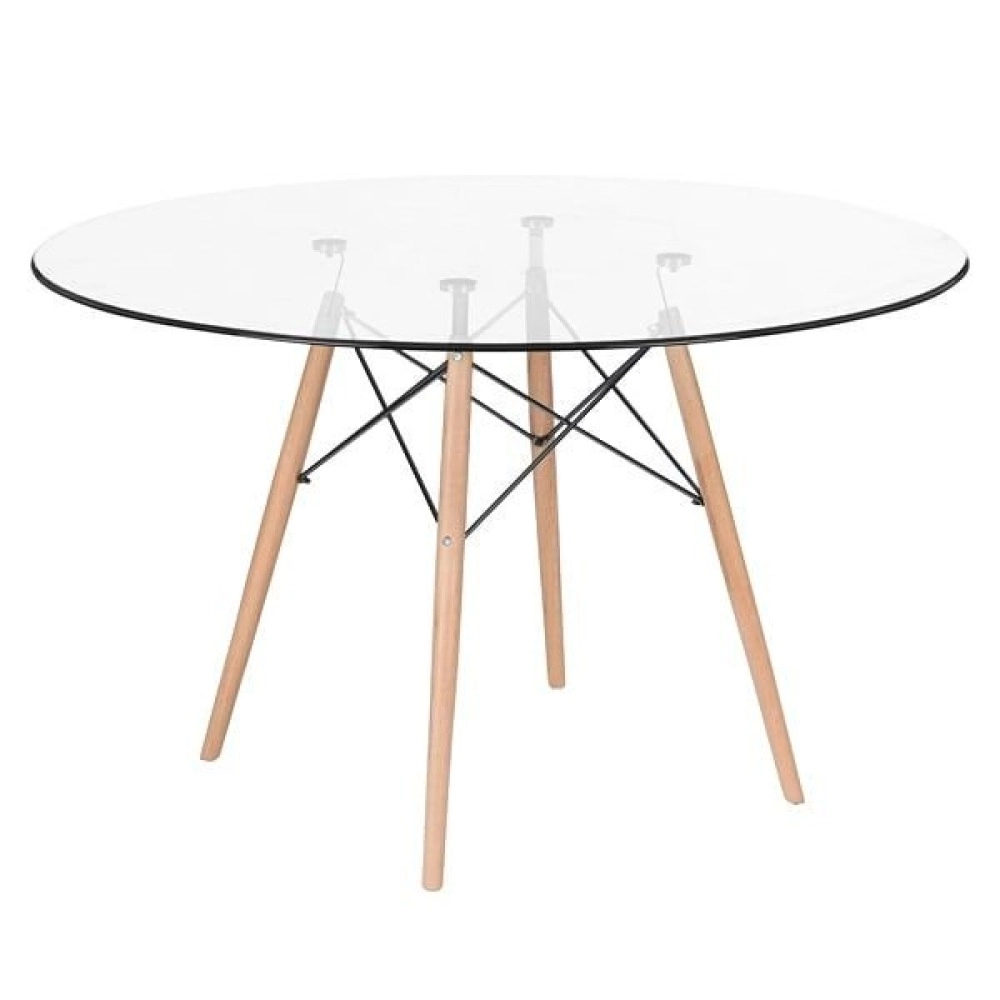 Mesa Eames com tampo de vidro 120 cm + 6 cadeiras estofadas Eiffel Botonê - Cinza Escuro