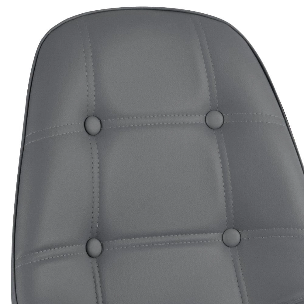 Mesa Eames com tampo de vidro 120 cm + 6 cadeiras estofadas Eiffel Botonê - Cinza Escuro