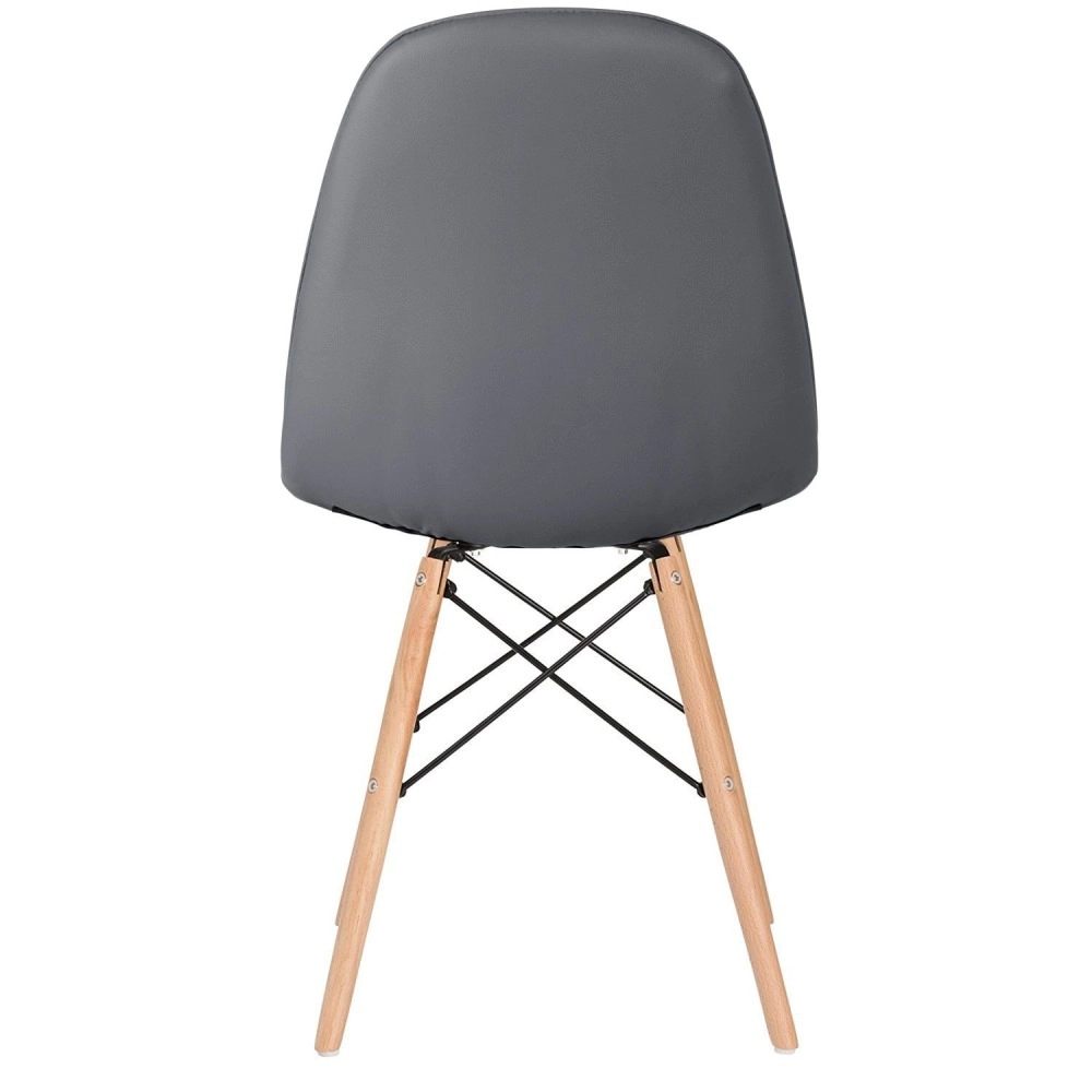 Mesa Eames com tampo de vidro 120 cm + 6 cadeiras estofadas Eiffel Botonê - Cinza Escuro